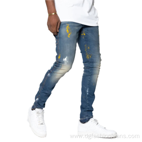 Distressed Splash Ink Skinny Jeans